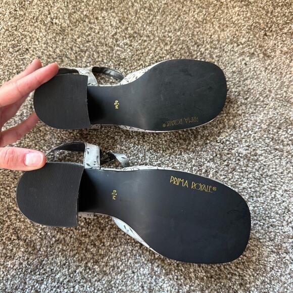 Vintage Y2K 90’s Grey Silver Low Heels With Vines Formal Ankle Buckle Round Toe - Picture 4 of 8